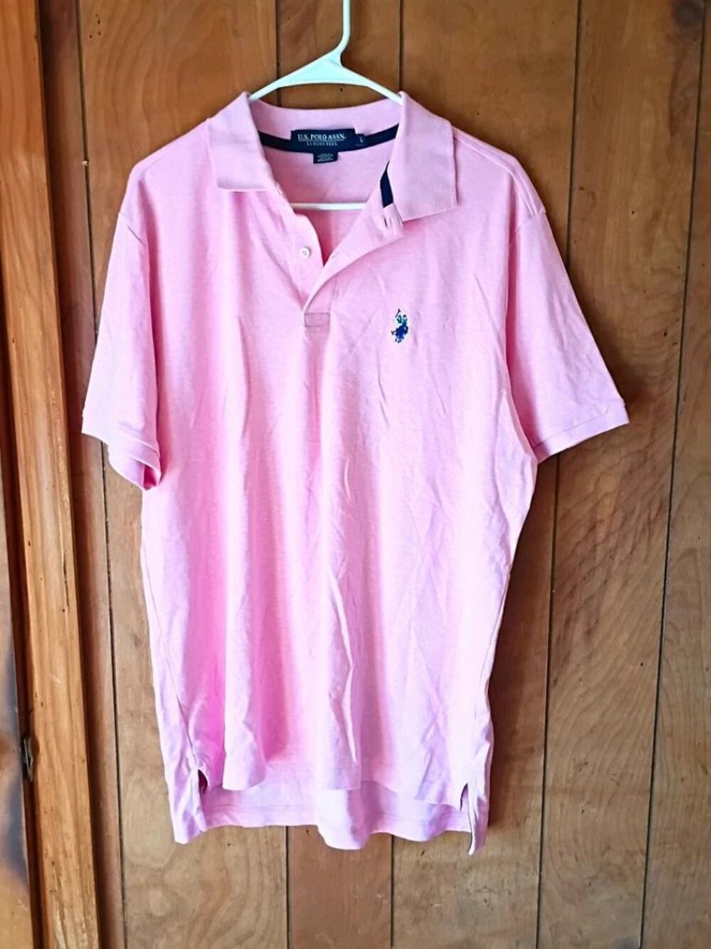 U.S. Polo Assn. Luxury Feel Men’s Pink Solid Polo Shirt L Short Sleeve NEW
